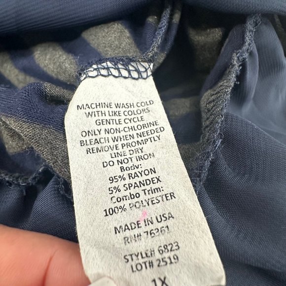 Elliott & Vine Tunic Dress Blue Gray Plus 1X Long Sleeve Round Neck Polyester & - Picture 8 of 13